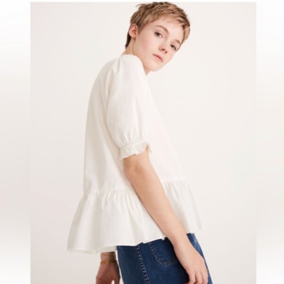 Madewell ruffle sleeve peplum top - Picture 1 of 6